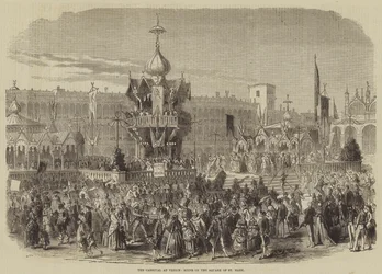 Le carnaval à Venise, scène sur la place Saint-Marc